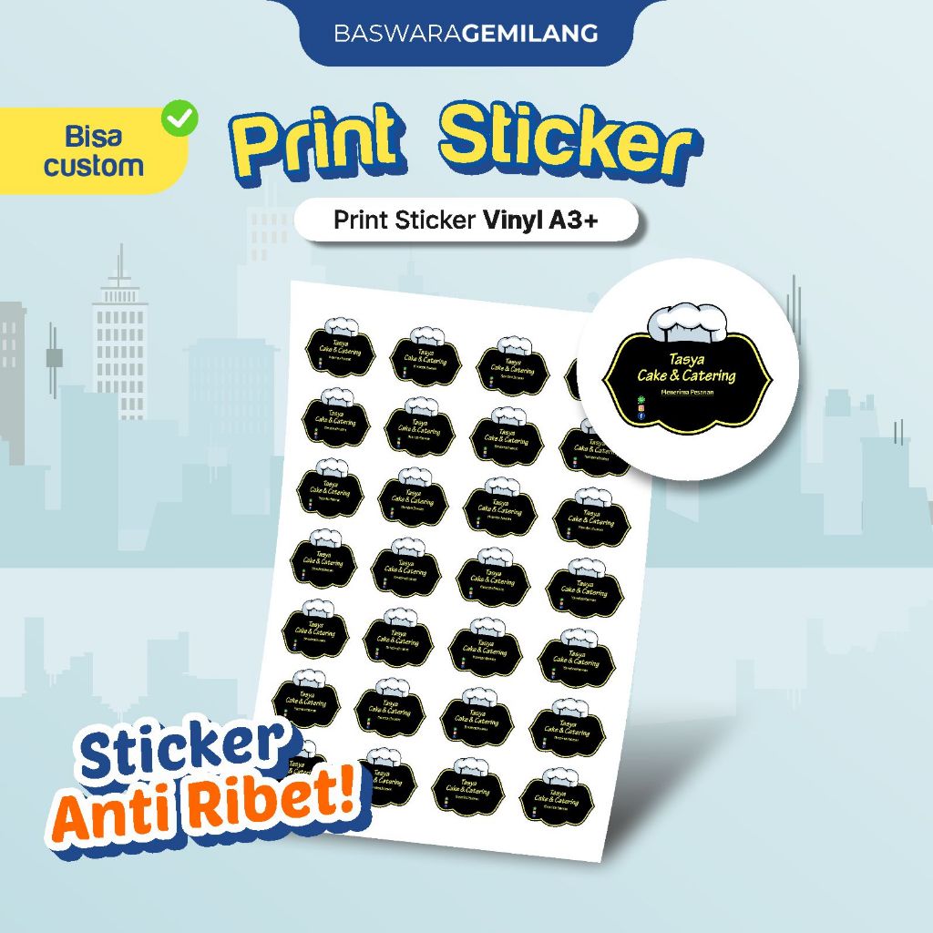 

Cetak Stiker Free Cutting Vinyl A3+ Metode Cetak Digital Print Bahan Tahan Air Anti Luntur