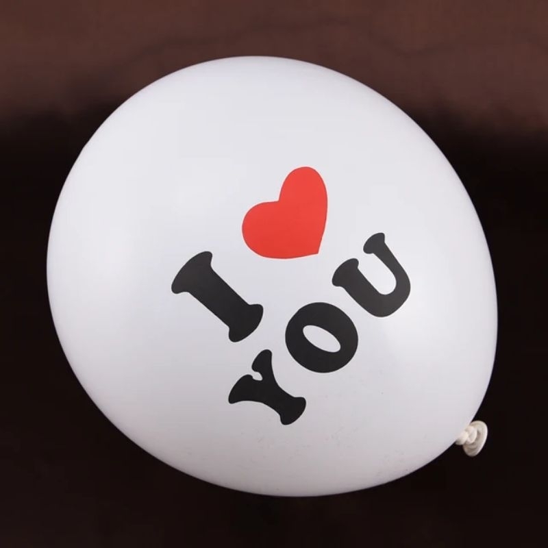 balon LATEX I LOVE YOU bulat putih karet balloon aku cinta kamu white sablon heart lope pacar kekasi