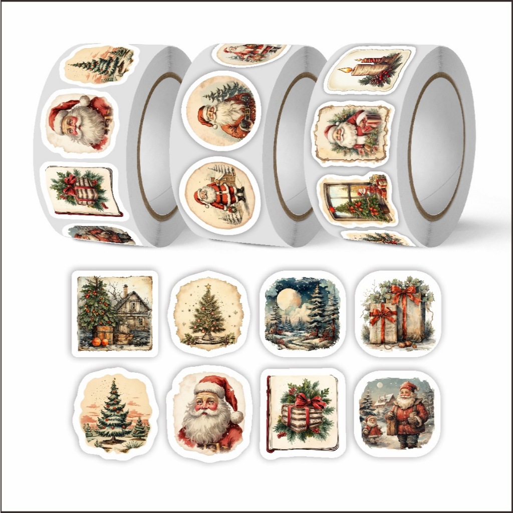 

500pcs Sticker label natal christmas. Stiker natal 1 roll. Stiker label natal. Sticker christmas