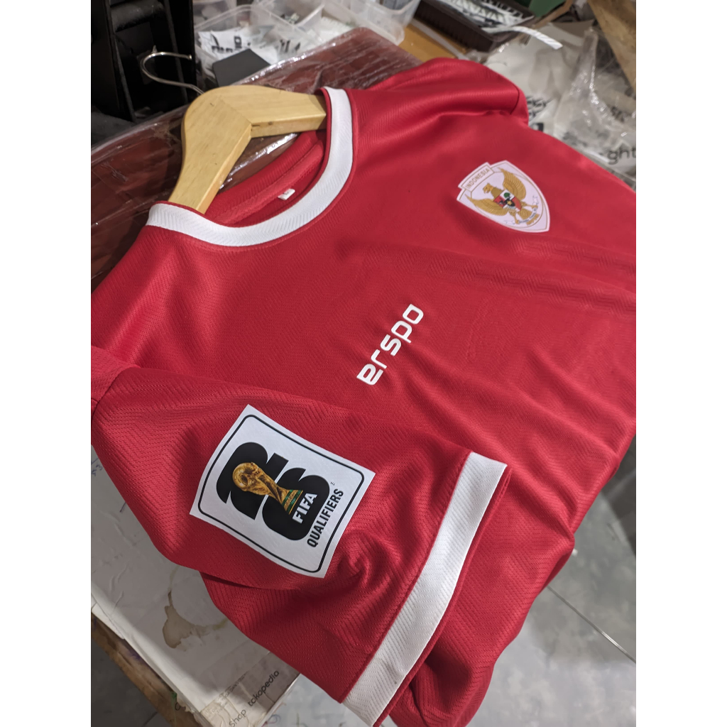 Baim Jersey Timnas ERSPO Indonesia 2024 Home Baju Bola Indo Merah Putih Hitram Unisex