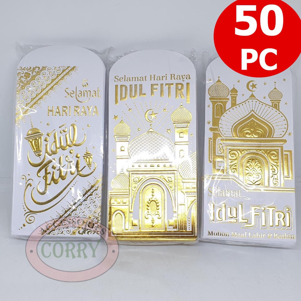 

KODE WNNKP Angpao Idul Fitri Lebaran Isi 5 Mewah 17 Cm Bulk Murah Amplop Uang Putih Embos Emas Mengkilap
