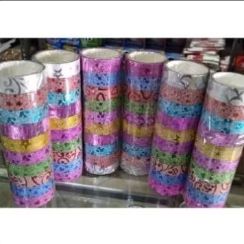

Isi 10 pcs Solatip Glitter Motif Warna Warni
