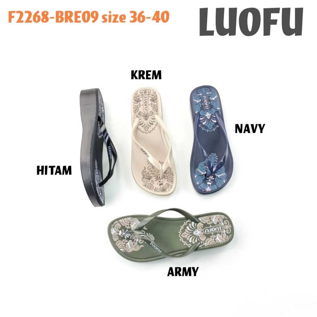 LUOFU SANDAL F2268-BRE09 jelly jepit wanita karet import sendal cewek