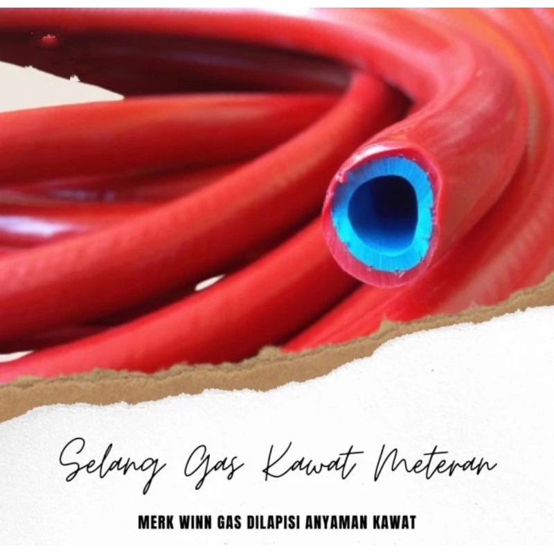 Selang Gas meteran Win gas Kawat/ Selang Gas Meteran Orange Dilapisi kawat