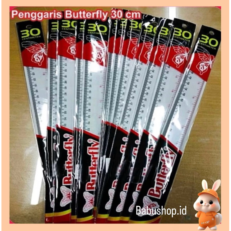 

BBS Penggaris Butterfly bening transparant ukuran 15cm-30cm
