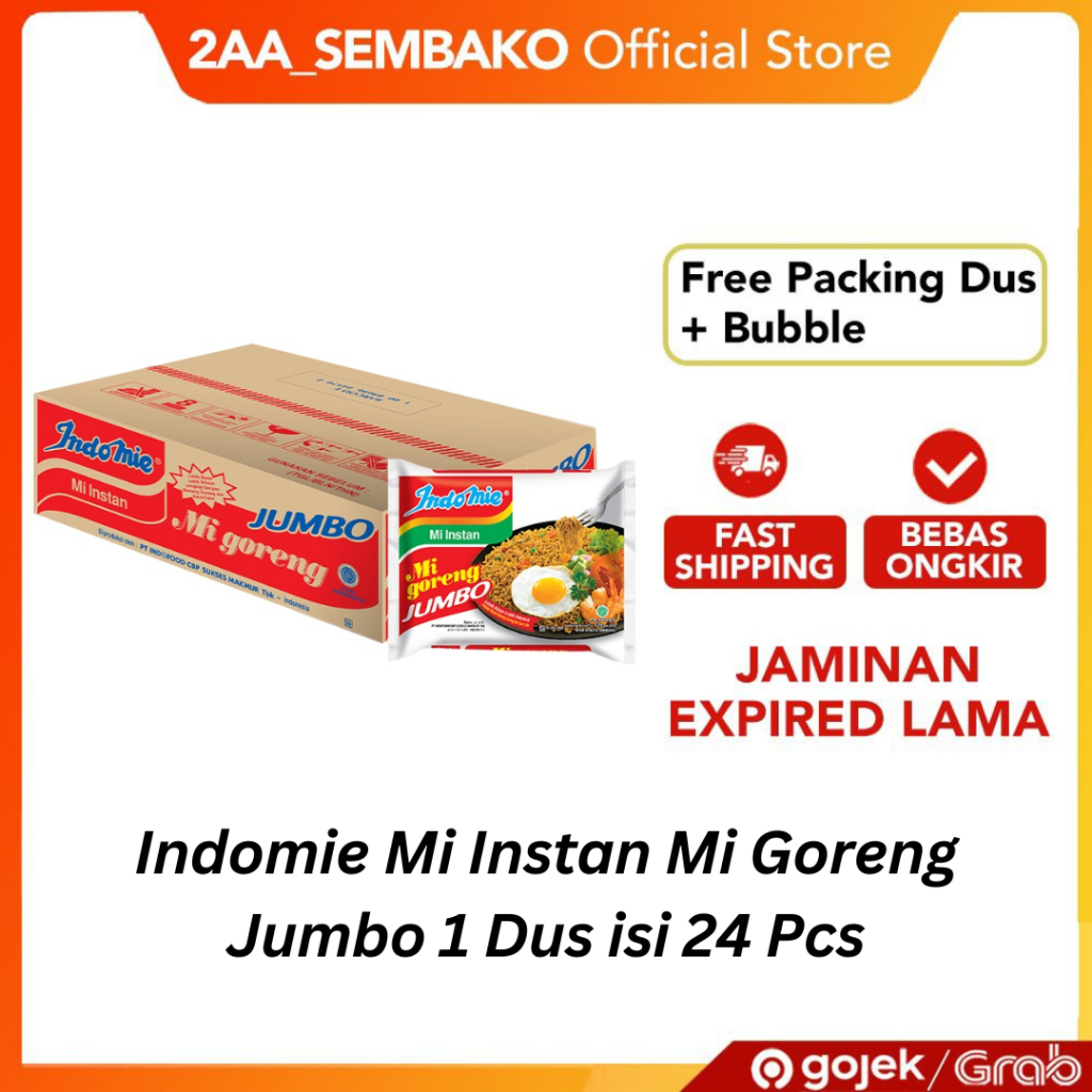 

Indomie Mi Instan Mi Goreng Jumbo 1 Dus isi 24 Pcs