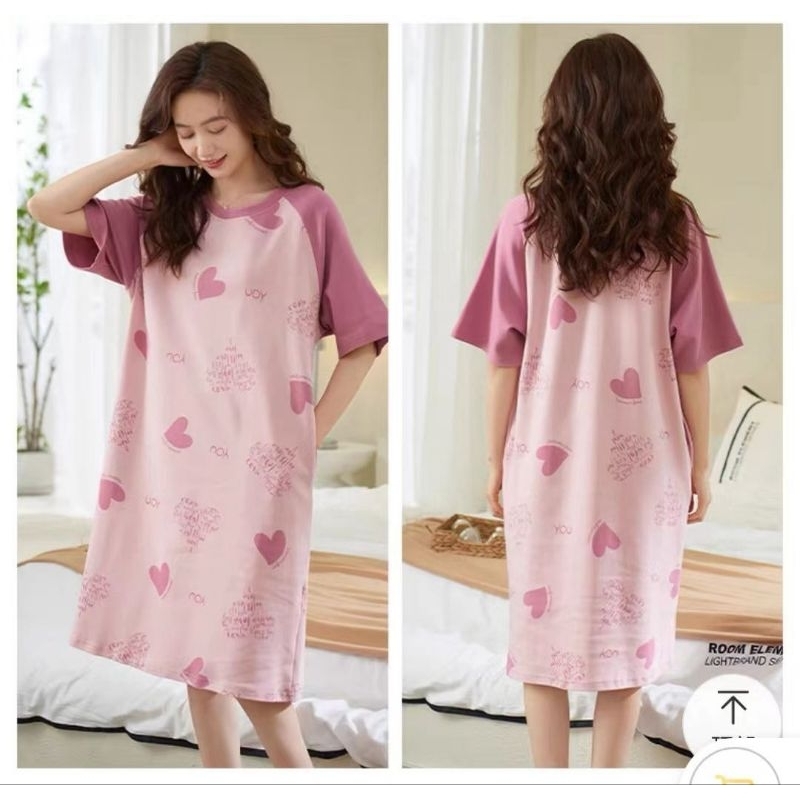 Daster Baju Tidur Terusan Baju Santai Piyama Perempuan Cewek Ala Korea Kekinian Gambar Sesuai Produk