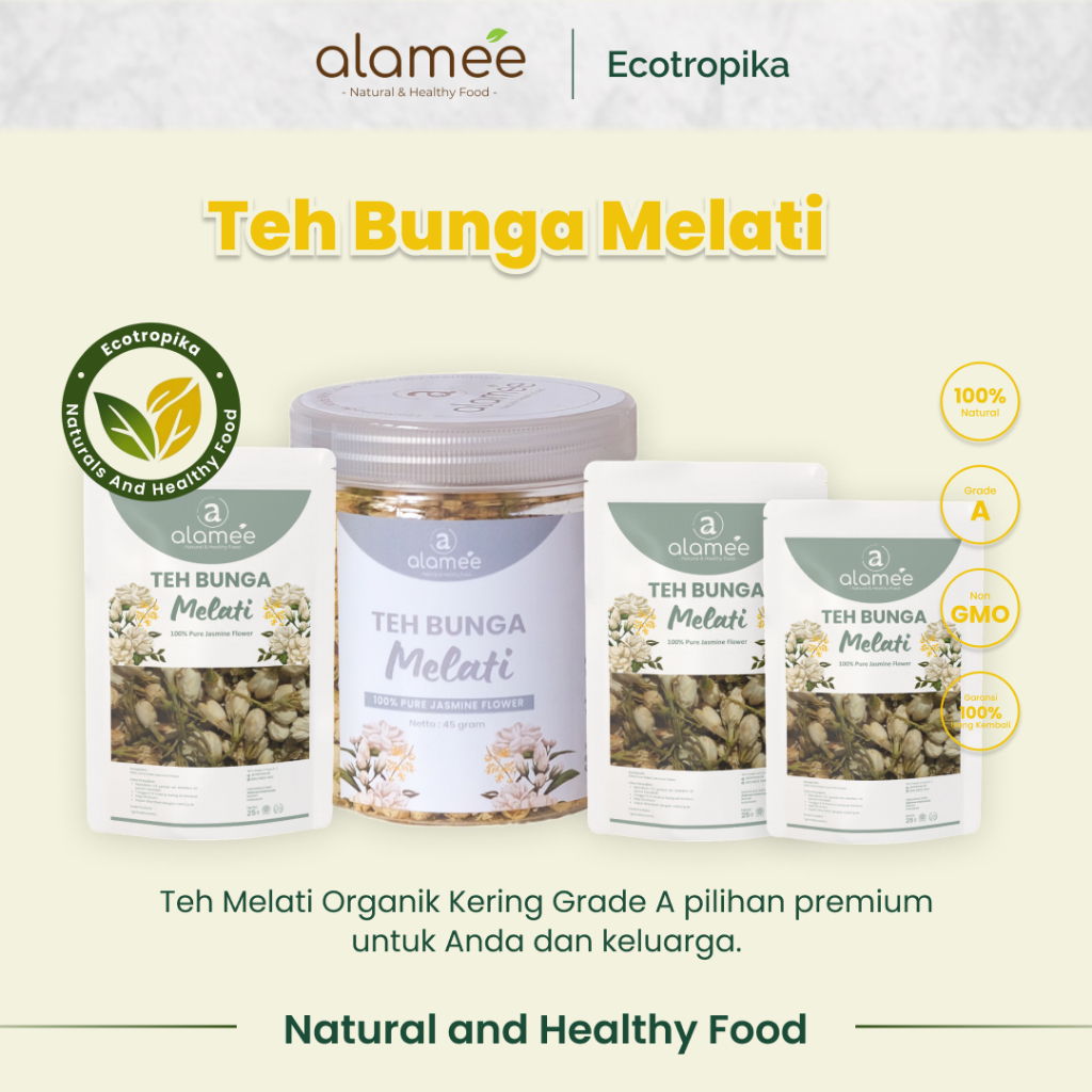 

Ecotropika x Alamee Teh Bunga Melati, Jasmine Tea Flower Organik Jasmin Herbal Kering Dried