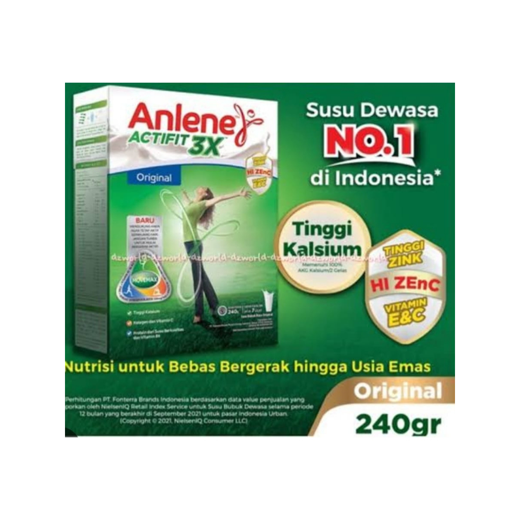 

BACA DEKRIPSI PRODUK!!Anlene Actifit 3X Susu Bubuk Dewasa Cokelat 240g - Nutrisi Tinggi Kalsium Untuk Tulang, Sendi, dan Otot