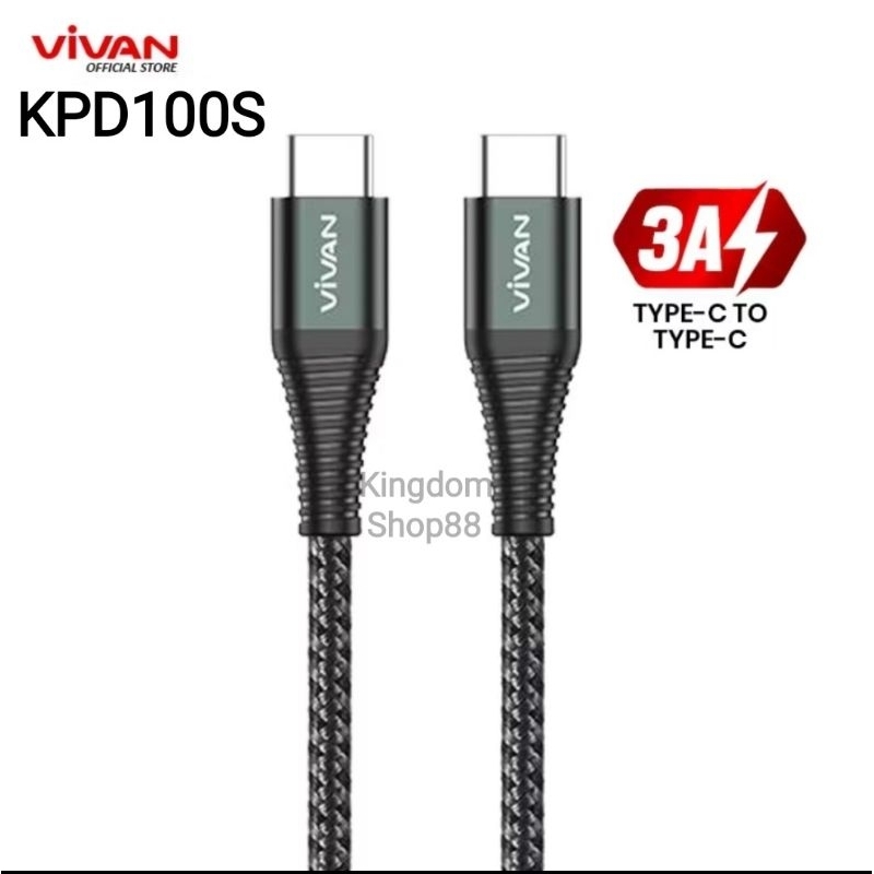 Vivan KPD100s 100CM USB-C to USB-C Kabel Data Cable PD 60W 3A Type C New KPD100