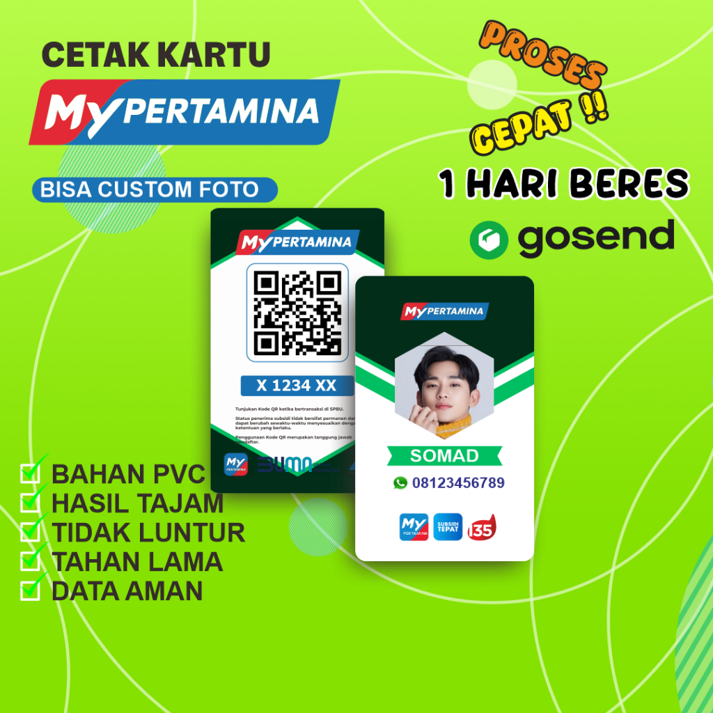 

Kartu My PERTAMINA / ID Card My Pertamina Costum Foto Bahan Tebal PVC 0,96 Satu Hari Jadi-Kartu ID CARD My PERTAMINA pakai Foto