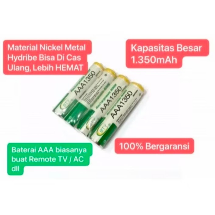 Jalanterangshop17 Baterai Bty Aa3000Mah Rechargable Battery Nimh Original