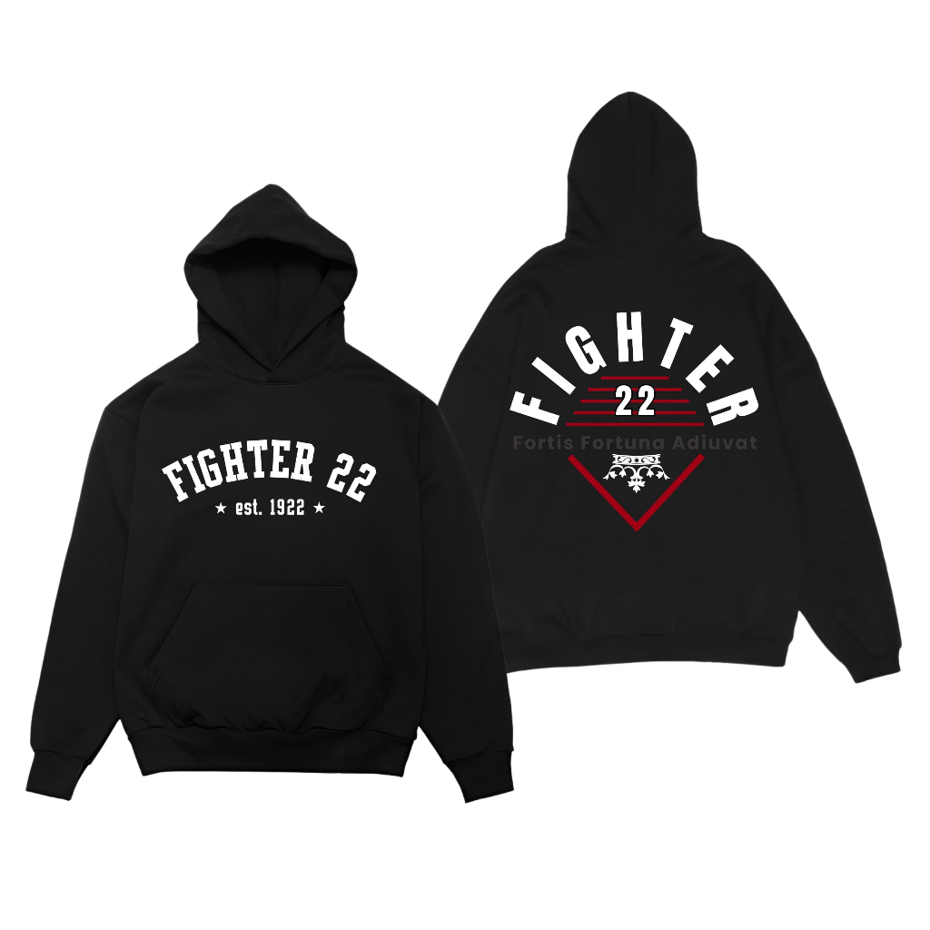 Hoodie Custom Fighter 22 Bahan Cotton Fleece