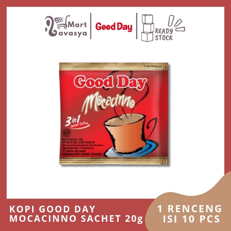 

KOPI GOOD DAY MOCACINNO 20g - 1 RENCENG ISI 10 SACHET - KOTA BANDUNG - LAVASYA MART