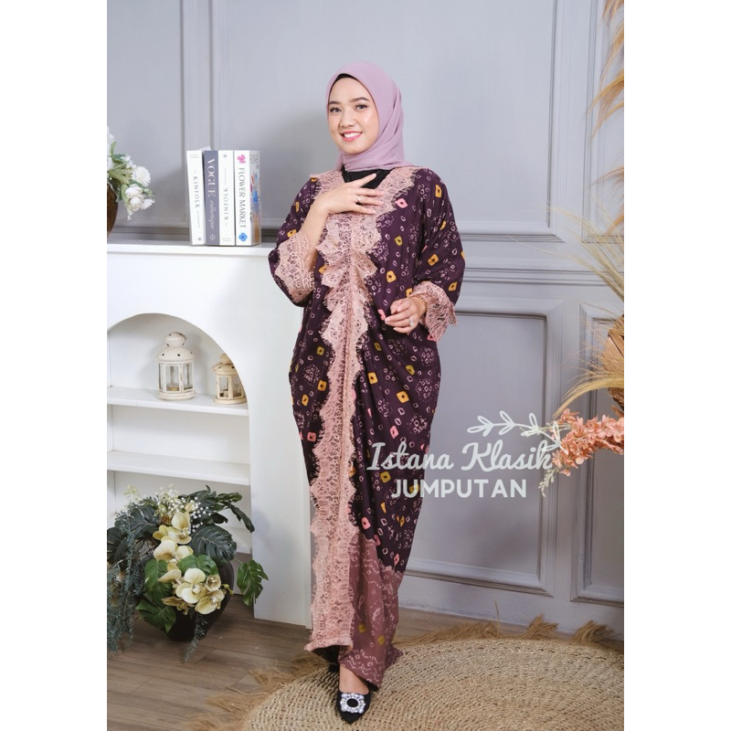 GAURI KAFTAN JUMPUTAN DRESS KAFTAN GAMIS JUMPUTAN KOMBINASI BY ISTANA KLASIK BATIK KERJA BATIK PALEM