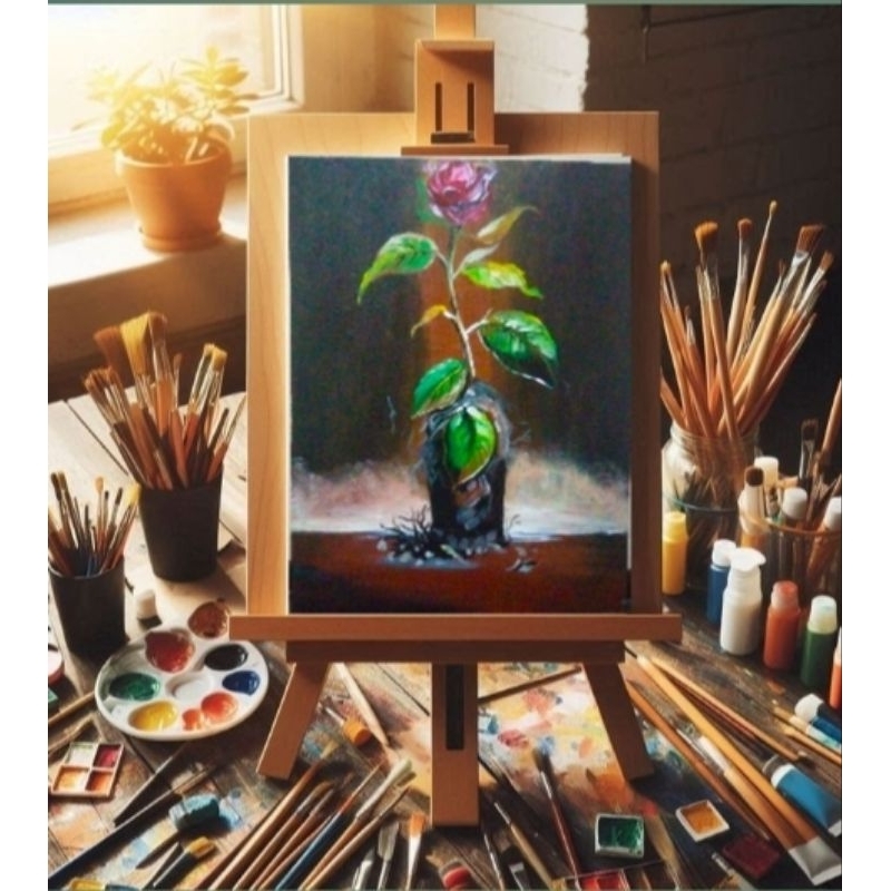 Lukisan Kanvas Bunga mawar Aesthetik