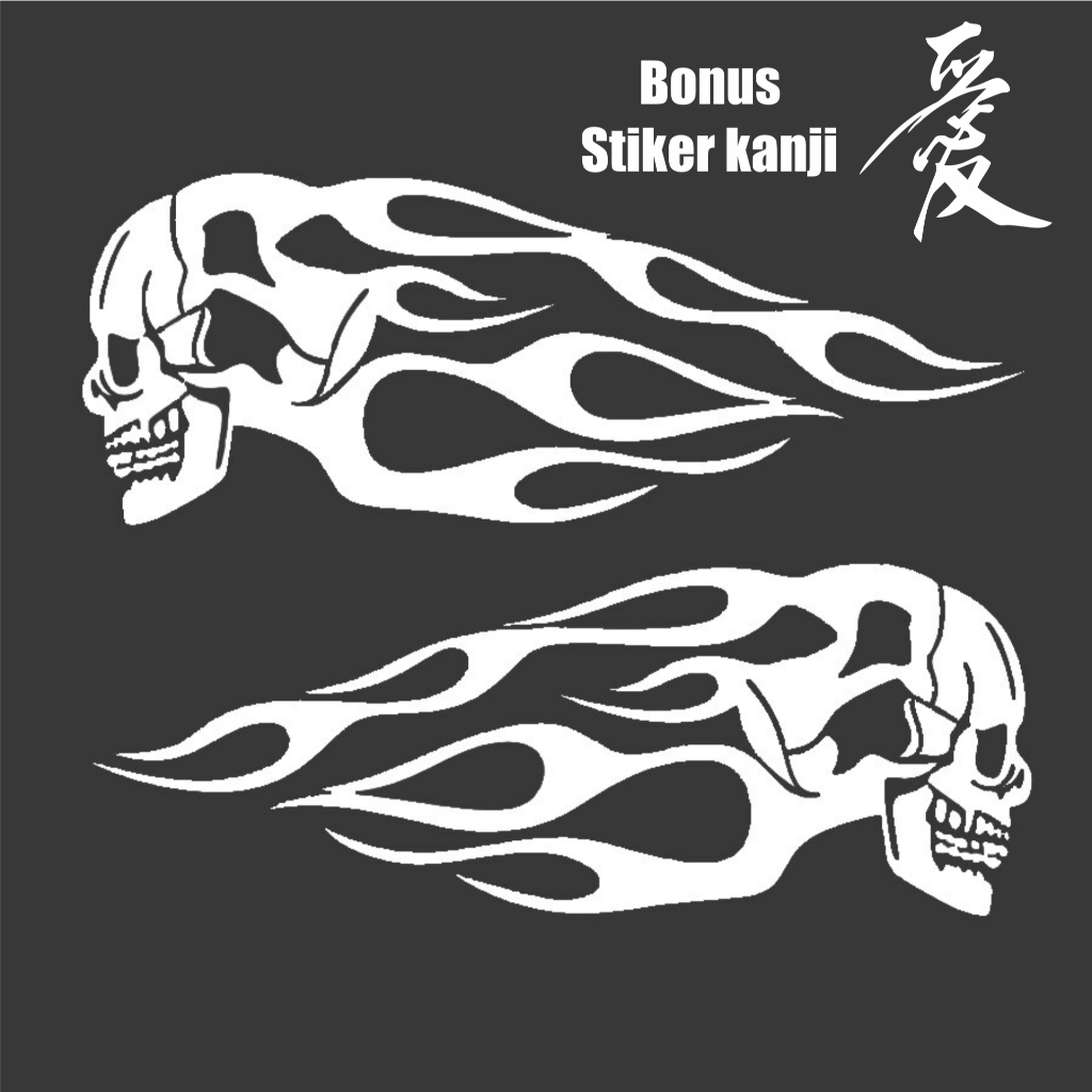 Stiker Cutting tangki 1SET tengkorak api untuk motor
