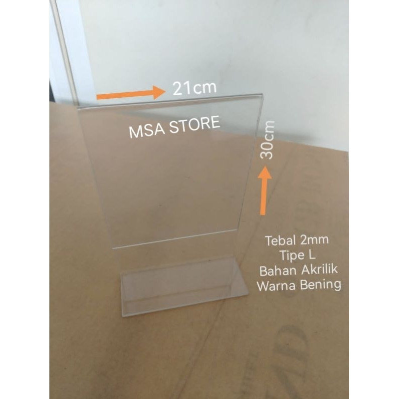 

TEMPAT BROSUR AKRILIK A4 2MM TENT CARD TIPE L