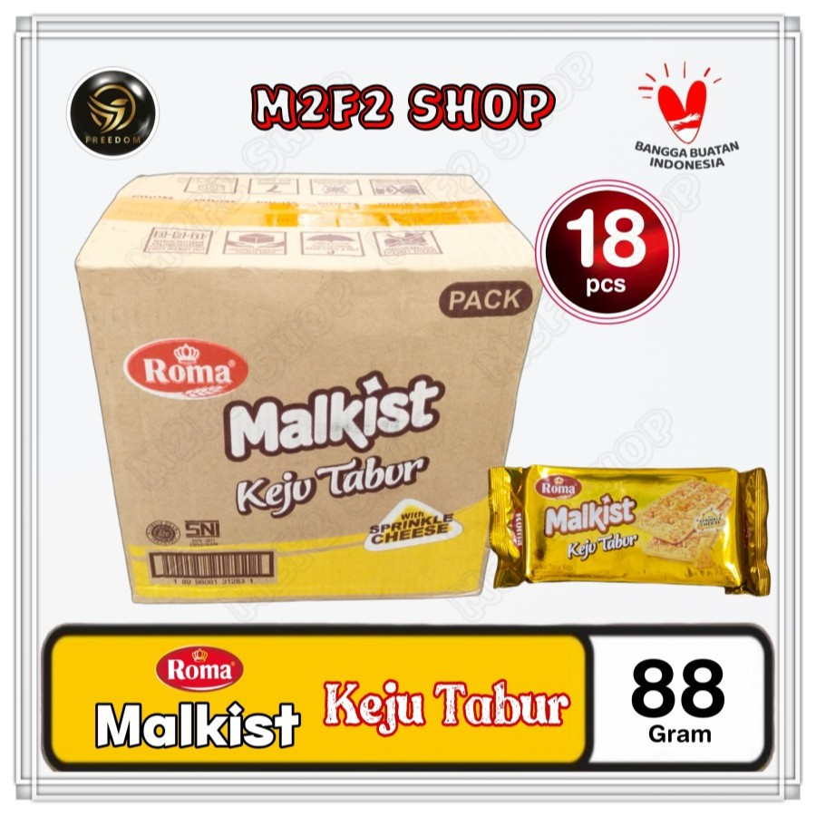 Roma Biskuit Malkist Keju Tabur Sprinkle Cheese - 88 gr (Kemasan Karton)