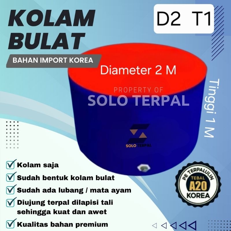 Terpal Kolam Terpal Kolam Terpal ikan Bulat A20 Diameter 2 Meter Tinggi 1 Meter / Kolam terpal Bulat