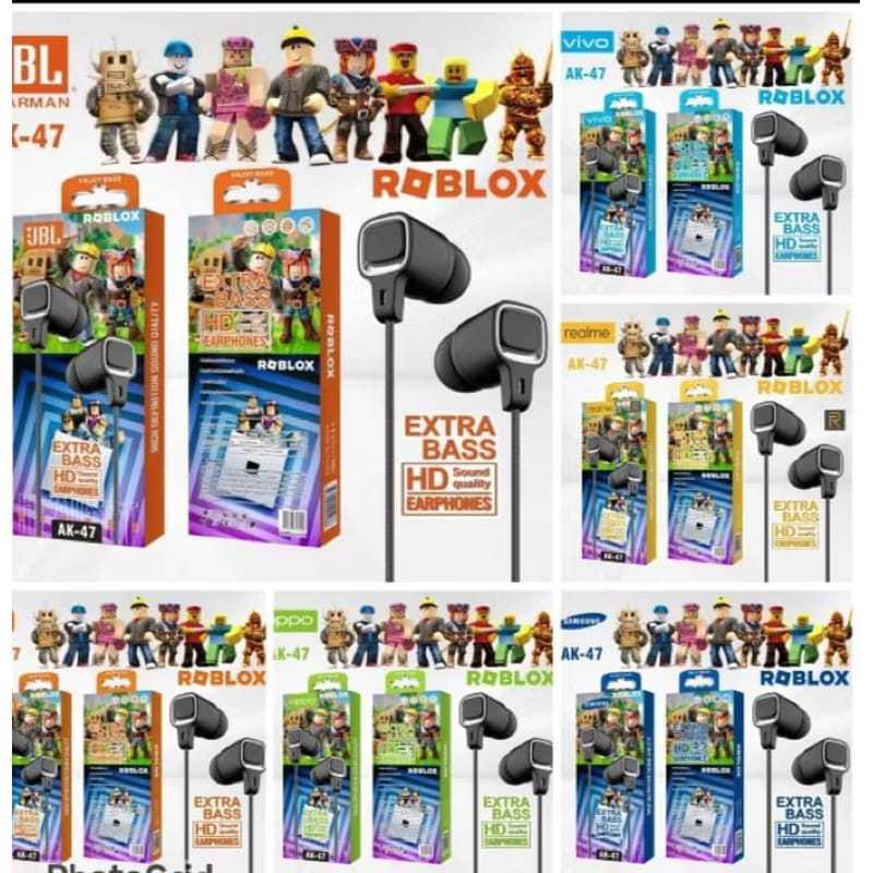 Earphone - Handsfree - Headset ROBLOX AK-47 BRAND JBL / REALME Extra Bass GAMING HF For Kids Bocil U