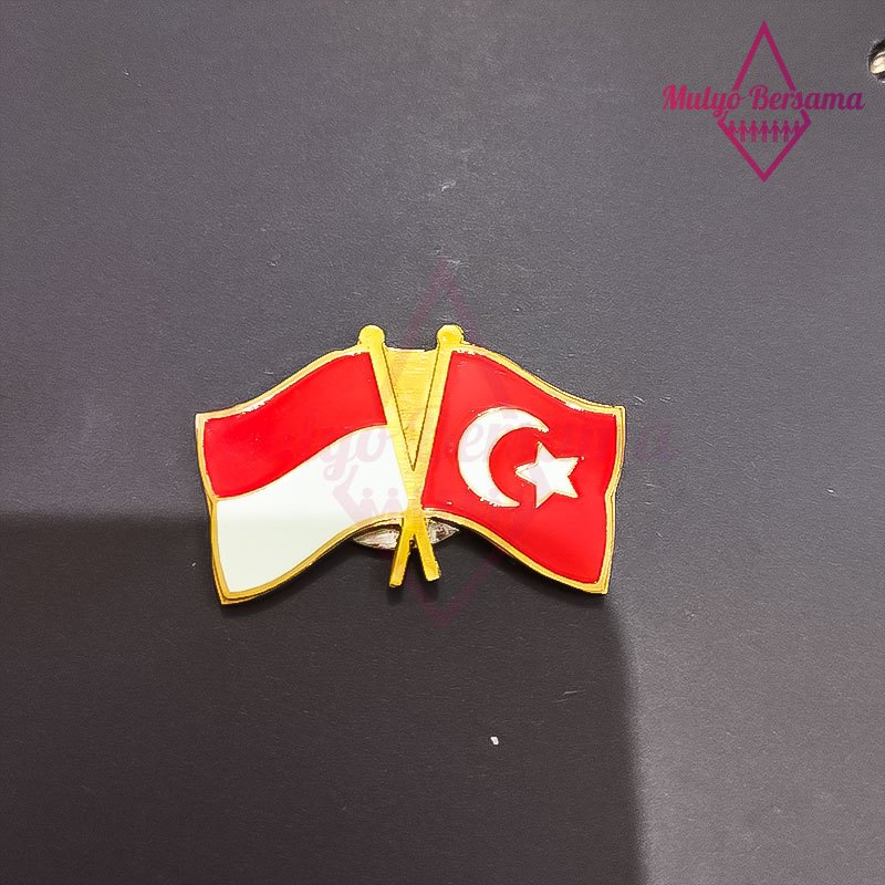 Pin Bendera Persahabatan Negara Indonesia Dan Turki Flag Pin Indonesia Turki - Mulyo Bersama