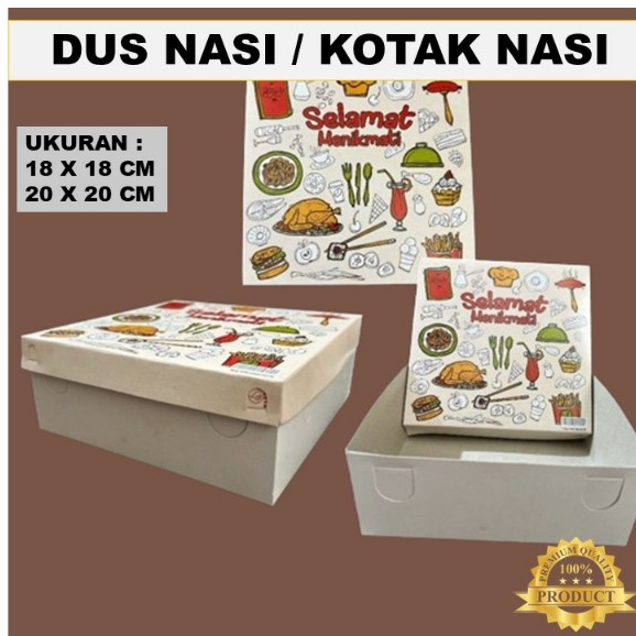 [1_PACK] Dus Kardus Box Nasi Catering 18x18  isi 25 pcs Tutup Pisah / Dus Box Besek Kotak Nasi 18 x 