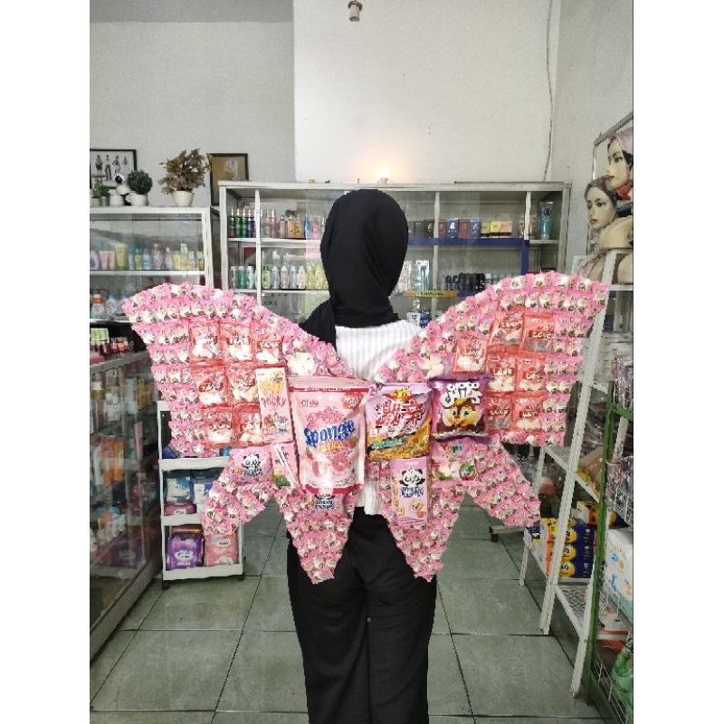 

BUKET YUPI BUKET KUPU KUPU BUTTERFLY SNACK PINK (SIZE MEDIUM) UNTUK HADIAH (WAJIB CO EXTRA PACKING)
