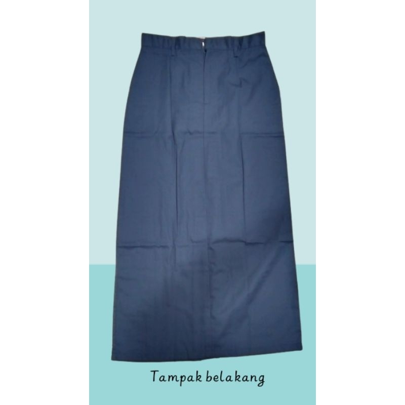 Rok SMP span panjang biru tua seragam sekolah (HEPI)