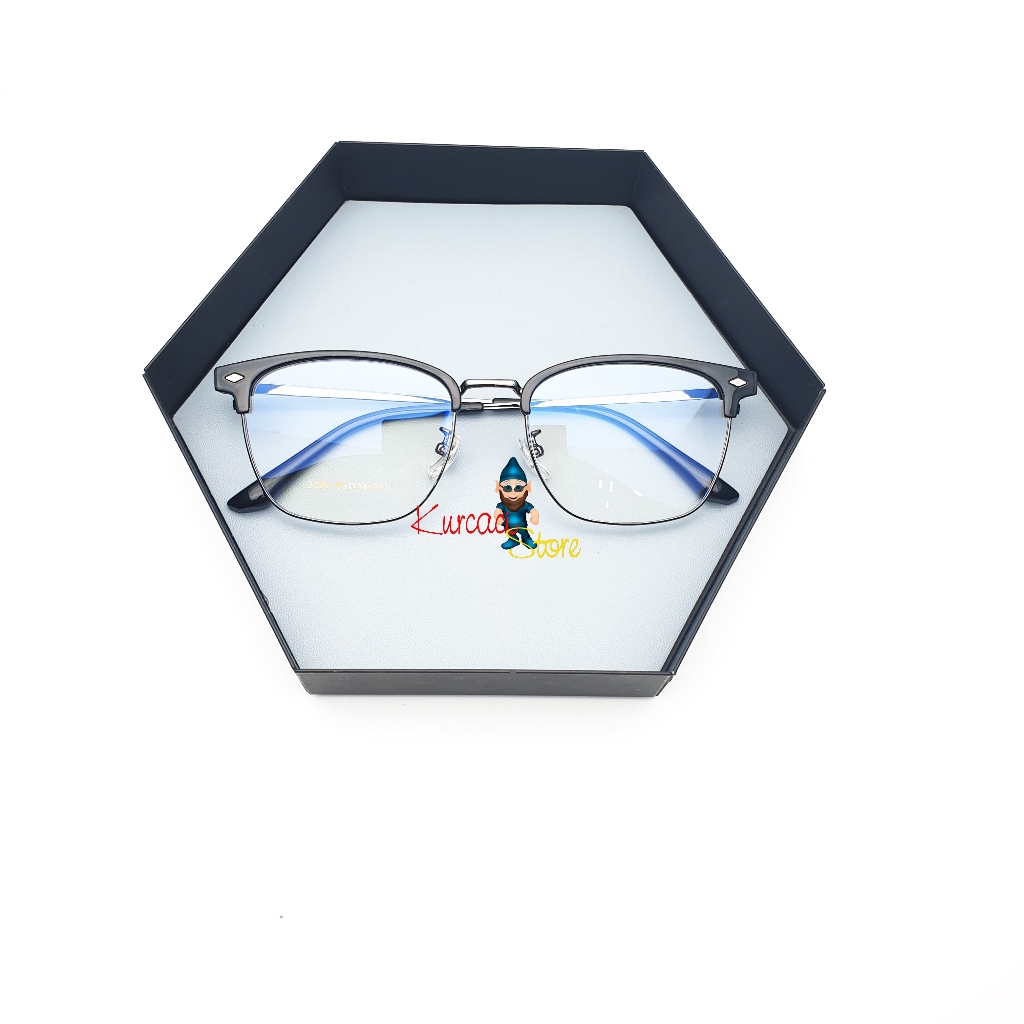 KurcaciStore Frame Kacamata Minus Photocromic Blueray YUNA Kotak Nosepad Gantung Unisex Antiradiasi