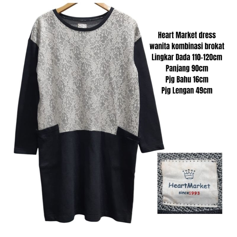Heart Market dress wanita kombinasi brokat
