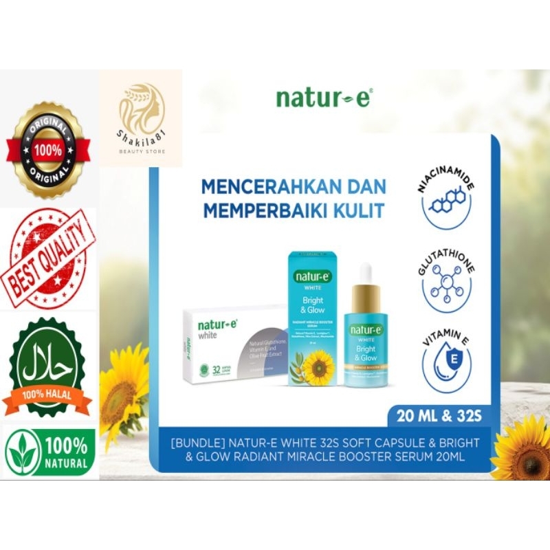 Natur-E White Soft Capsule 32's & Glow Radiant Miracle Booster Serum 20ml