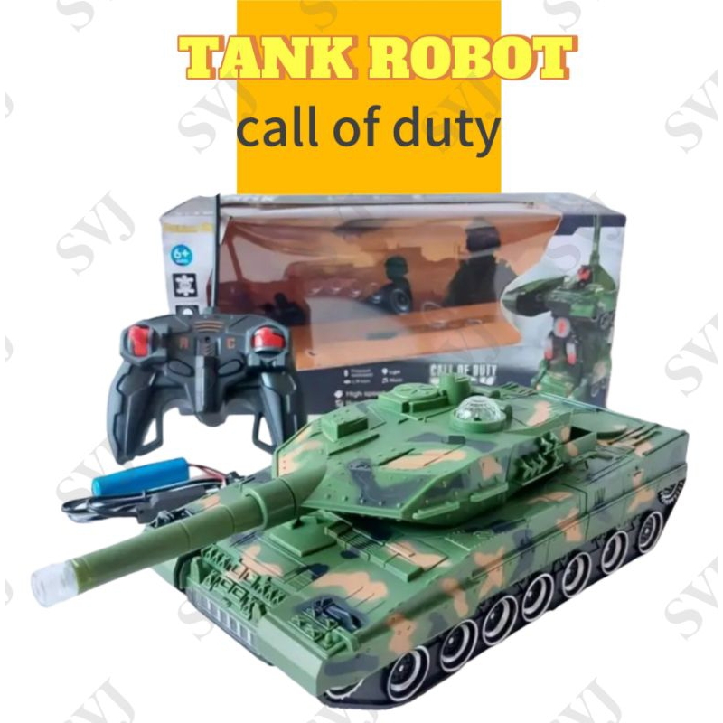MAINAN RC TANK JADI ROBOT TRANSFORMER REMOTE CONTROL TANK RC TANK BAJA ADA SUARA DAN LAMPU