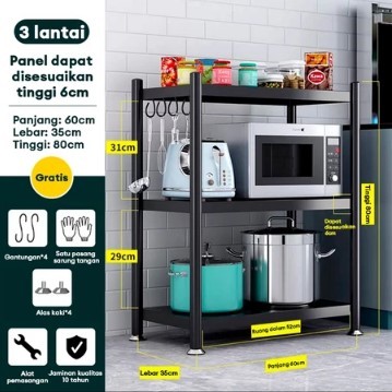 ( GARANSI 12 BULAN ) RAK BESI SUSUN SERBAGUNA RAK OVEN MICROWAVE RAK DAPUR BESI 5 SUSUN - 3 SUSUN 60