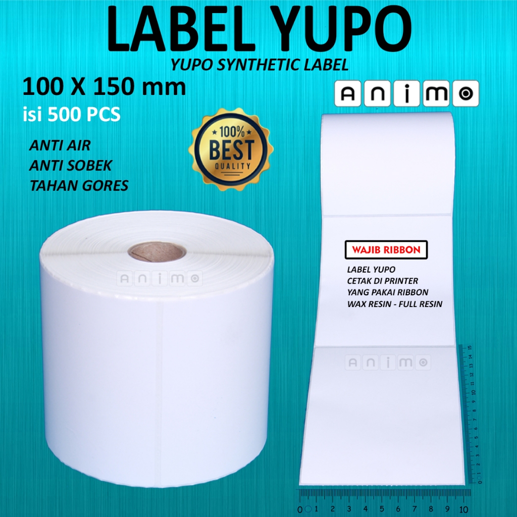 

LABEL YUPO 100X150 - STIKER YUPO 10X15 CM = 500 PCS - Yupo Synthetic Label Barcode A6 100 X 150 MM = 500 PCS