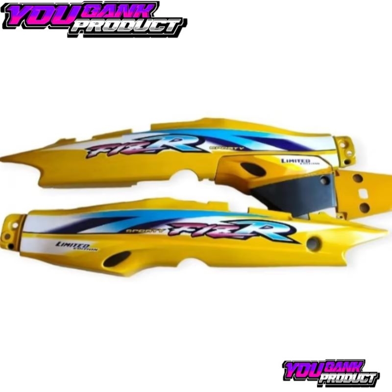 Cover body blakang yamaha fizr warna kuning set setriping le kuning silver body blakang fiz r fizr