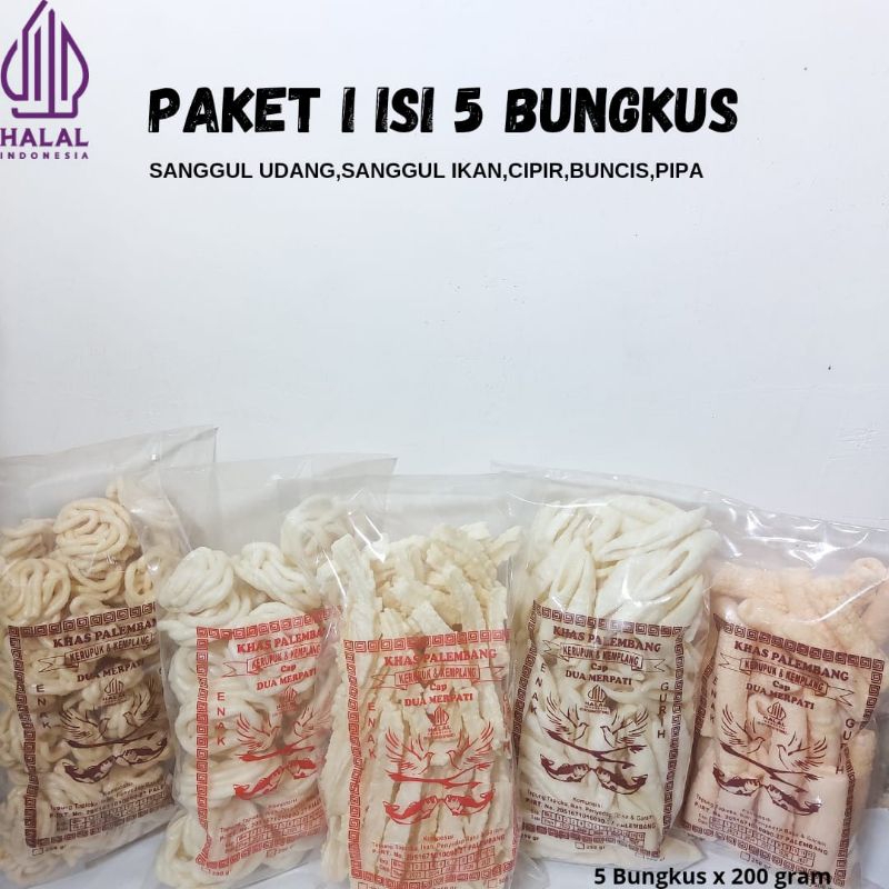 

PAKET I ISI 5 BUNGKUS @200 GRAM [SANGGUL UDANG, SANGGUL IKAN, CIPIR, BUNCIS, PIPA] 1 KG KHAS PALEMBANG