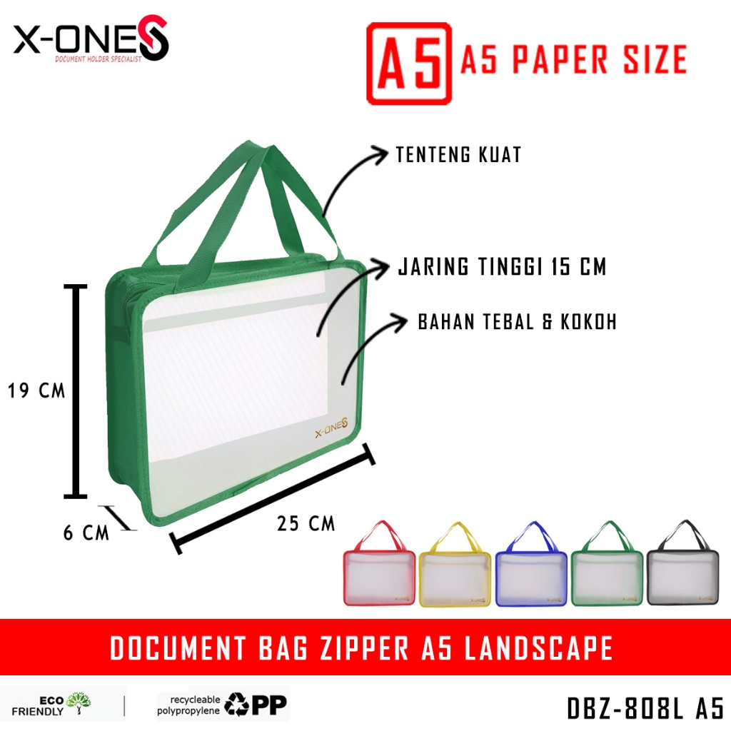 

X-ONE DOCUMENT BAG ZIPPER A5 LANDSCAPE POPULAR BRIEF CASE TENTENG / DBZ-808L A5