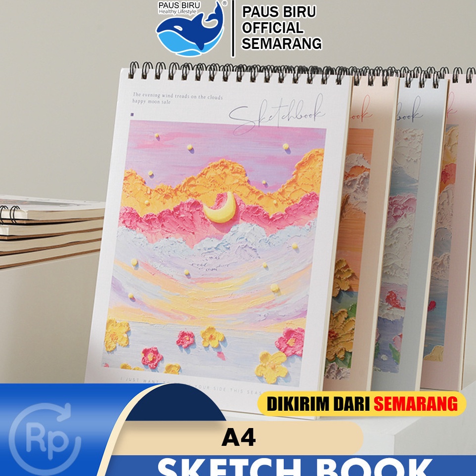 

Kualitas Handal Paus Biru Sketch book polos A4 cantik Sketch pad Buku gambar sketsa artemedia Scratch book artcards Drawing book ring Cute painting book