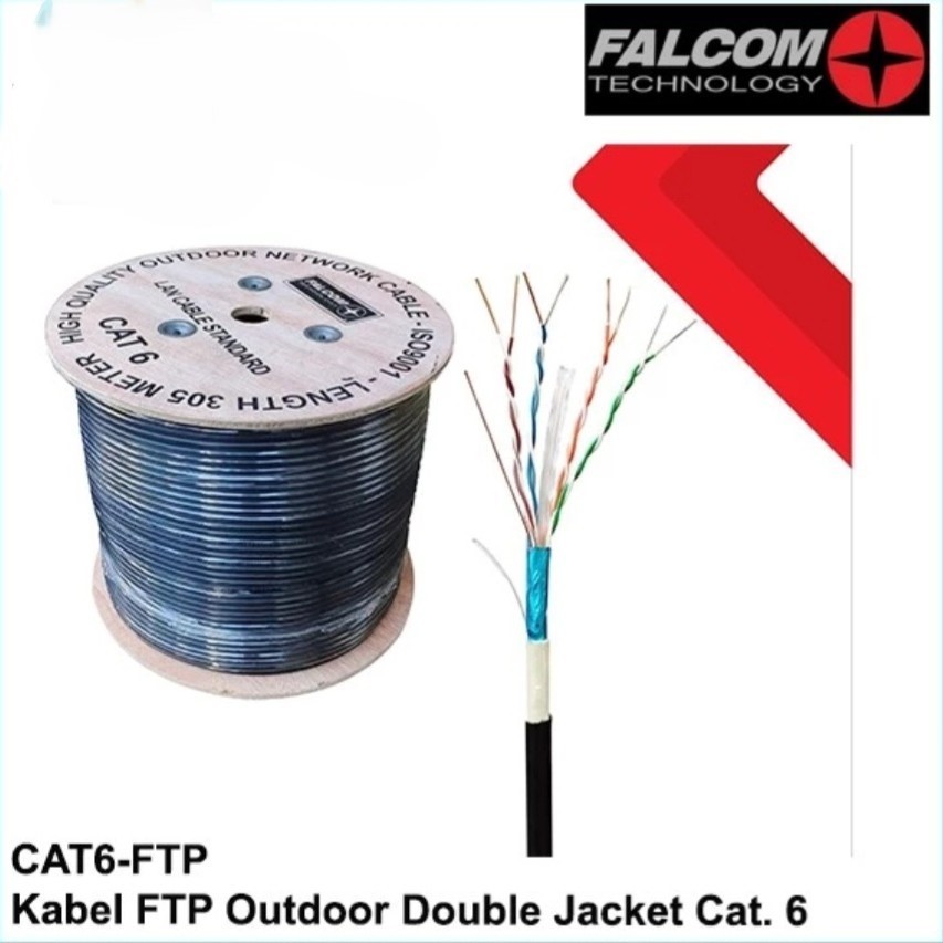 Falcom FTP Cat 6 Kabel Lan STP Cat6 Double Jacket Pelindung Outdoor