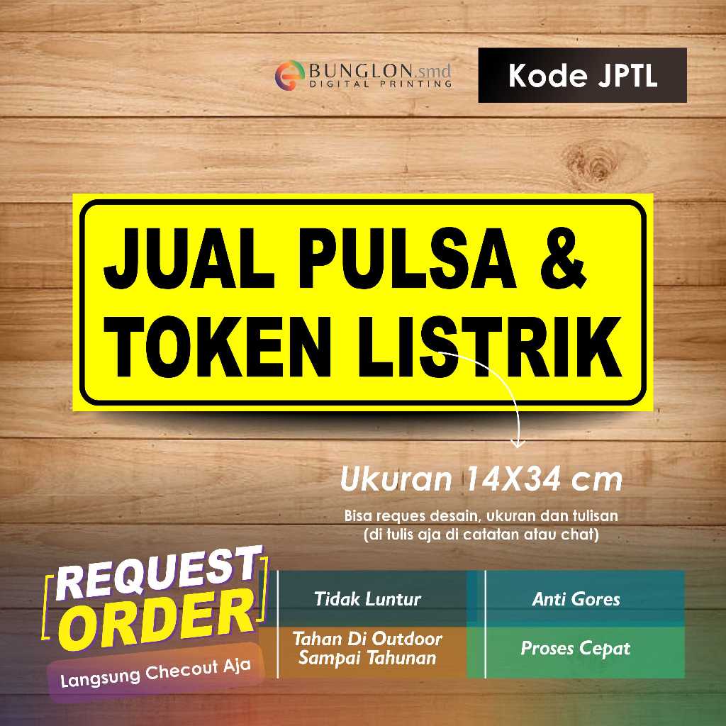 

STIKER JUAL PULSA DAN TOKEN LISTRIK + LAMINASI KODE JPTL KUNING