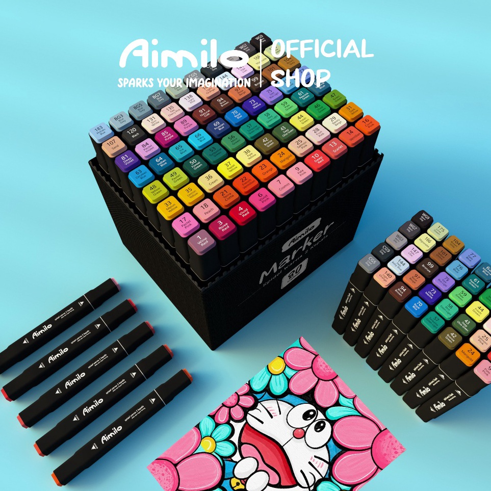 

KODE D72R READY Aimilo Spidol Warna Warni 1 Set Sketch Marker 2 Tip Touch Marker 4868 Warna