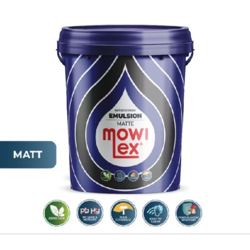 Cat tembok interior Mowilex Acrylic Emulsion putih super white 20ltr/28kg