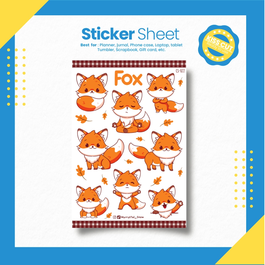 

Sticker Lucu Rubah | Cute Fox Sticker Sheet [Cs-022]