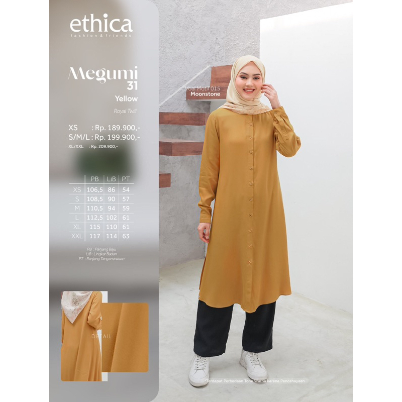 Terbaru Atasan Tunik Ethica Megumi 31 Long Tunic Polos RAYON TWILL Premium