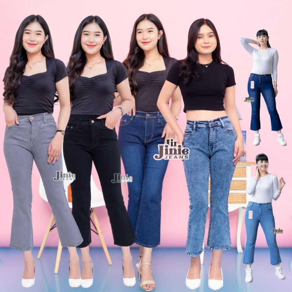 Cutbray Jinie Jeans 7/9 Lipat Celana Cutbray Jeans Wanita Size Jumbo