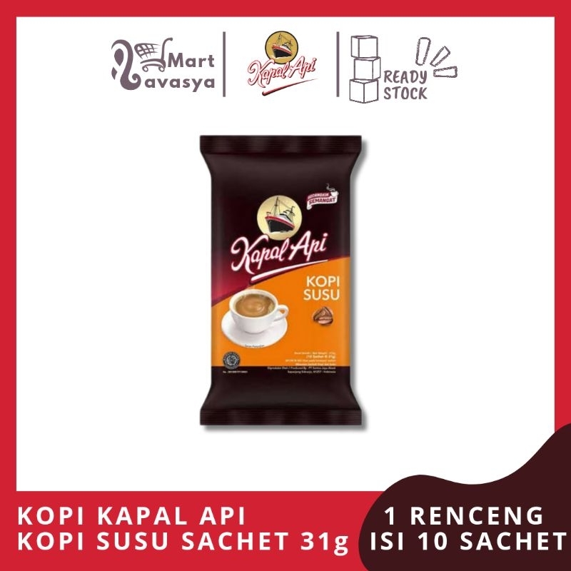 

KOPI KAPAL API KOPI + SUSU SACHET 31g - 1 RENCENG ISI 10 SACHET - KOTA BANDUNG - LAVASYA MART