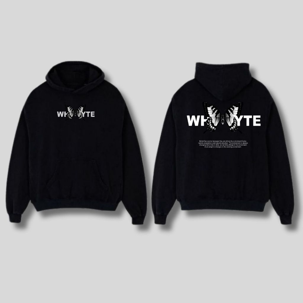 Hoodie Jumper Hitam WHYTE BUTTERFLY / Hoodie Aesthetic / Hoodie cowo cewe / Pappi's apparel