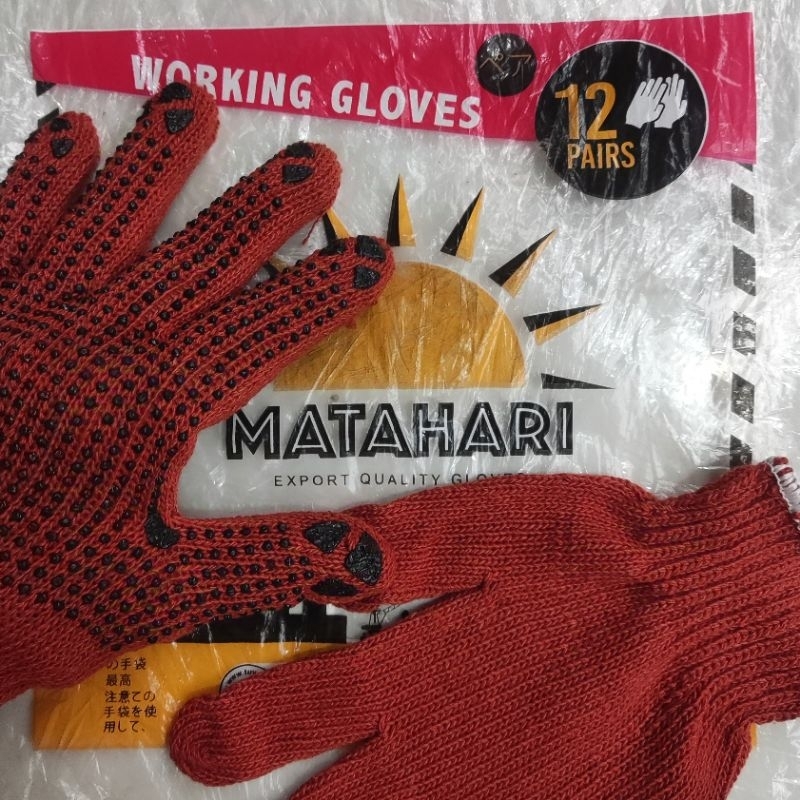 Sarung tangan proyek bintik merk Matahari - Merah bata