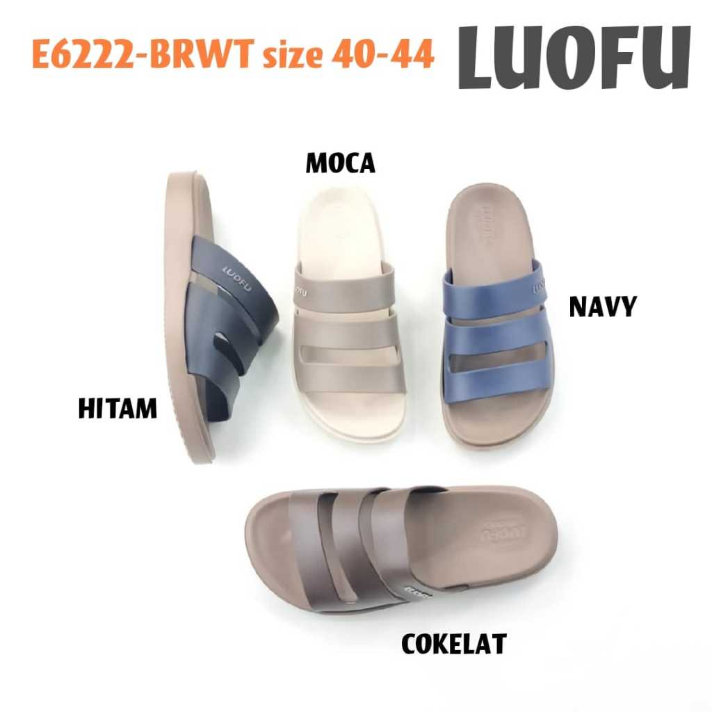 E6222-BRWT LUOFU ORIGINAL jelly sandal karet empuk murah pria sendal tali cowok import